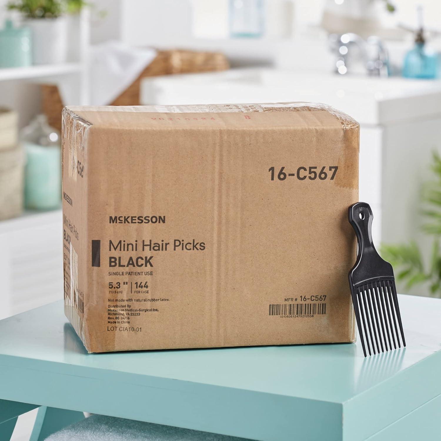 image:imageMcKesson Mini Pick Comb Hair Pick Polypropylene Black 53 in 144 Count