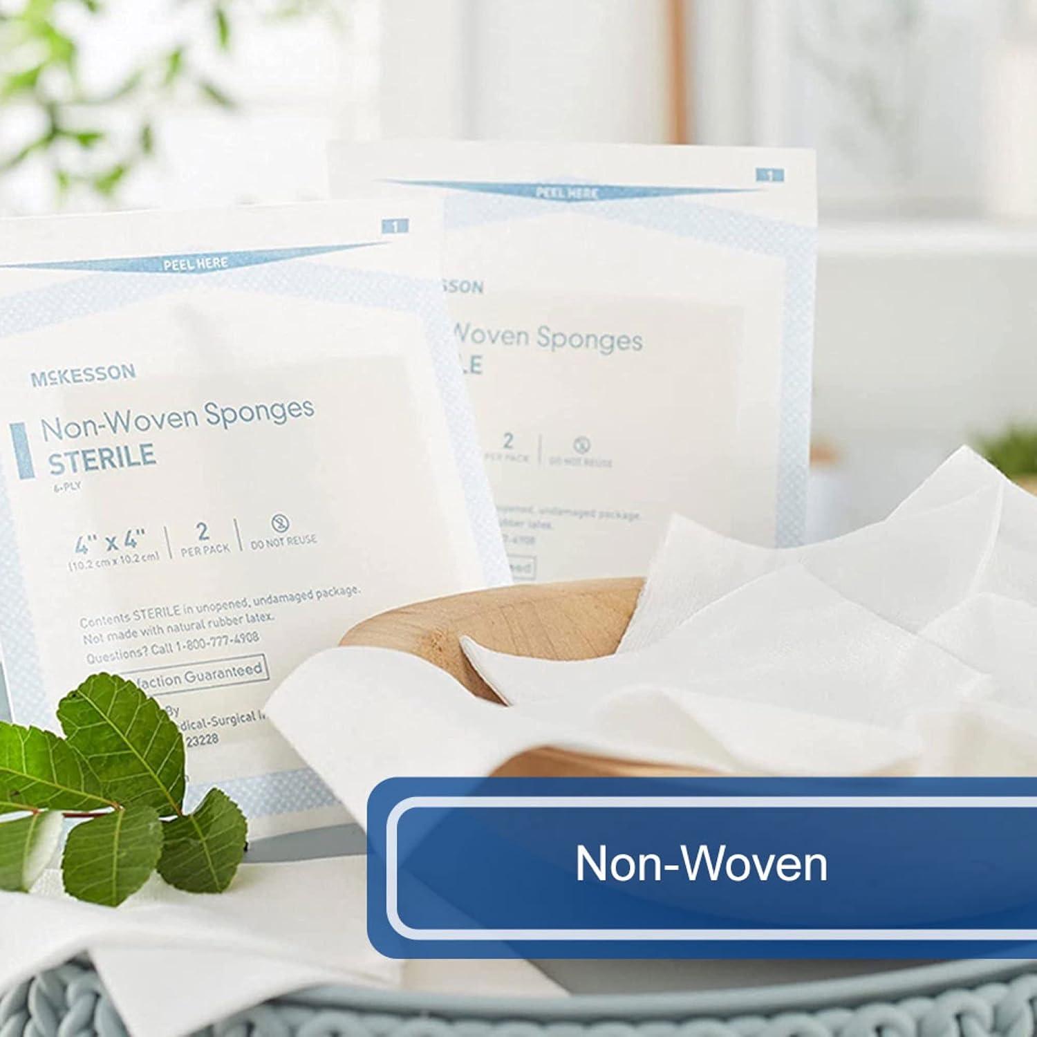 image:imageMcKesson NonWoven Sponges Sterile 6Ply PolyesterRayon 4 in x 4 in 2 per Pack 300 Packs 600 Total