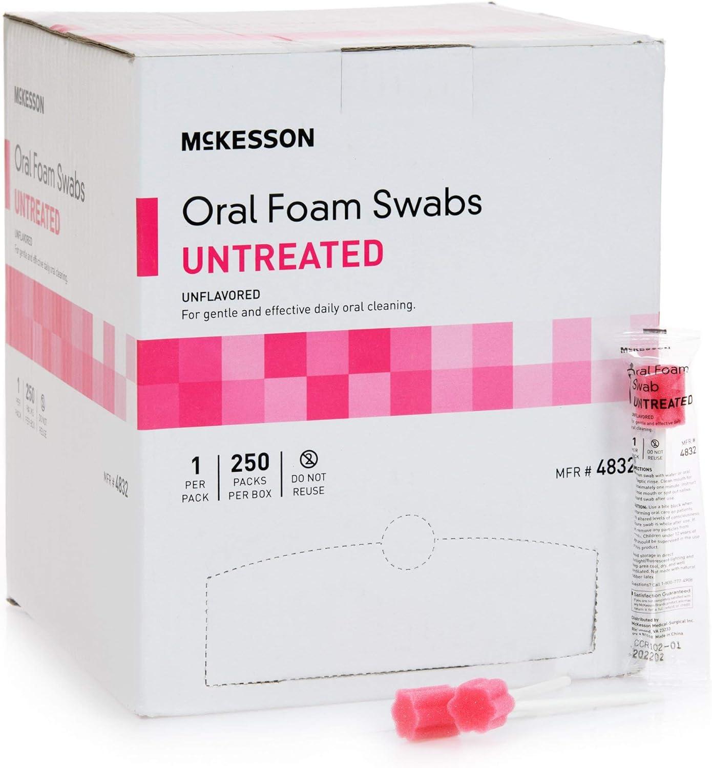 image:imageMcKesson Oral Foam Swabs Untreated Gentle and Daily Oral Cleaning Unflavored 250 Count 1 Pack