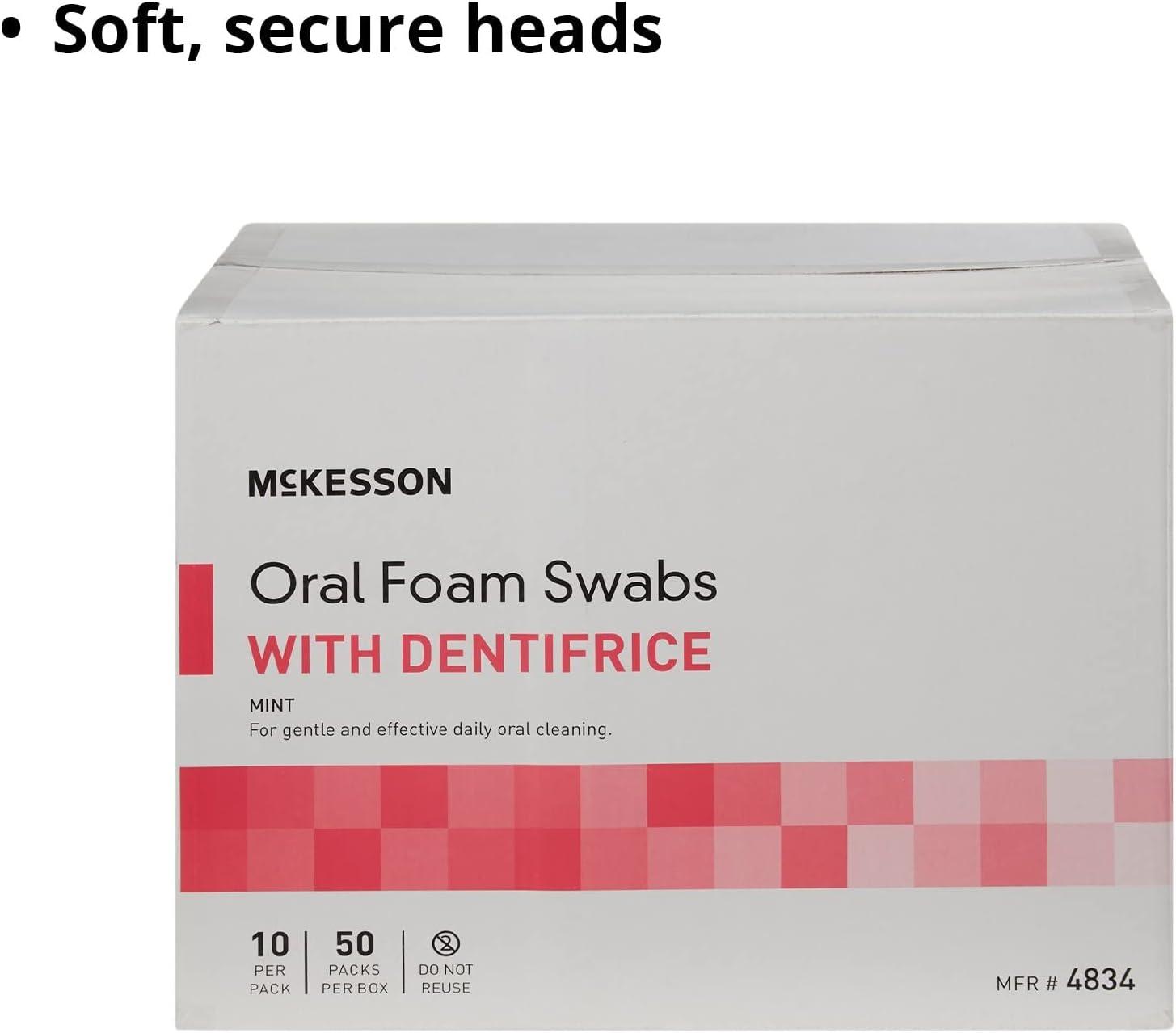 image:imageMcKesson Oral Foam Swabs with Dentifrice Gentle and Daily Oral Cleaning Mint 10 Count 100 Packs 1000 Total500 ct