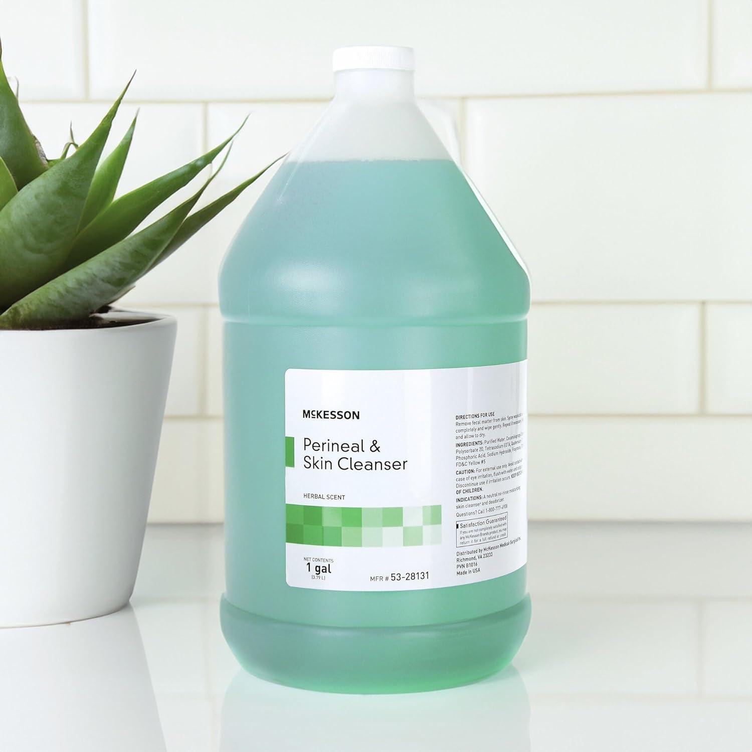 image:imageMcKesson Perineal Skin Cleanser 1 Gallon Pack of 1 RinseFree Body Wash for Incontinence or Ostomy Care Herbal Scent