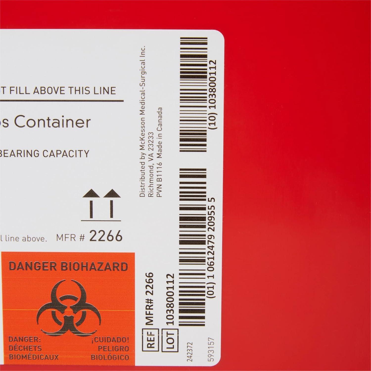 image:imageMcKesson Prevent Biohazard Infectious Waste Sharps Container Premium PGII Plastic Vertical Entry Rotating Lid Red 8 gal 13 in x 17 310 in x 13 12 in 1 Count