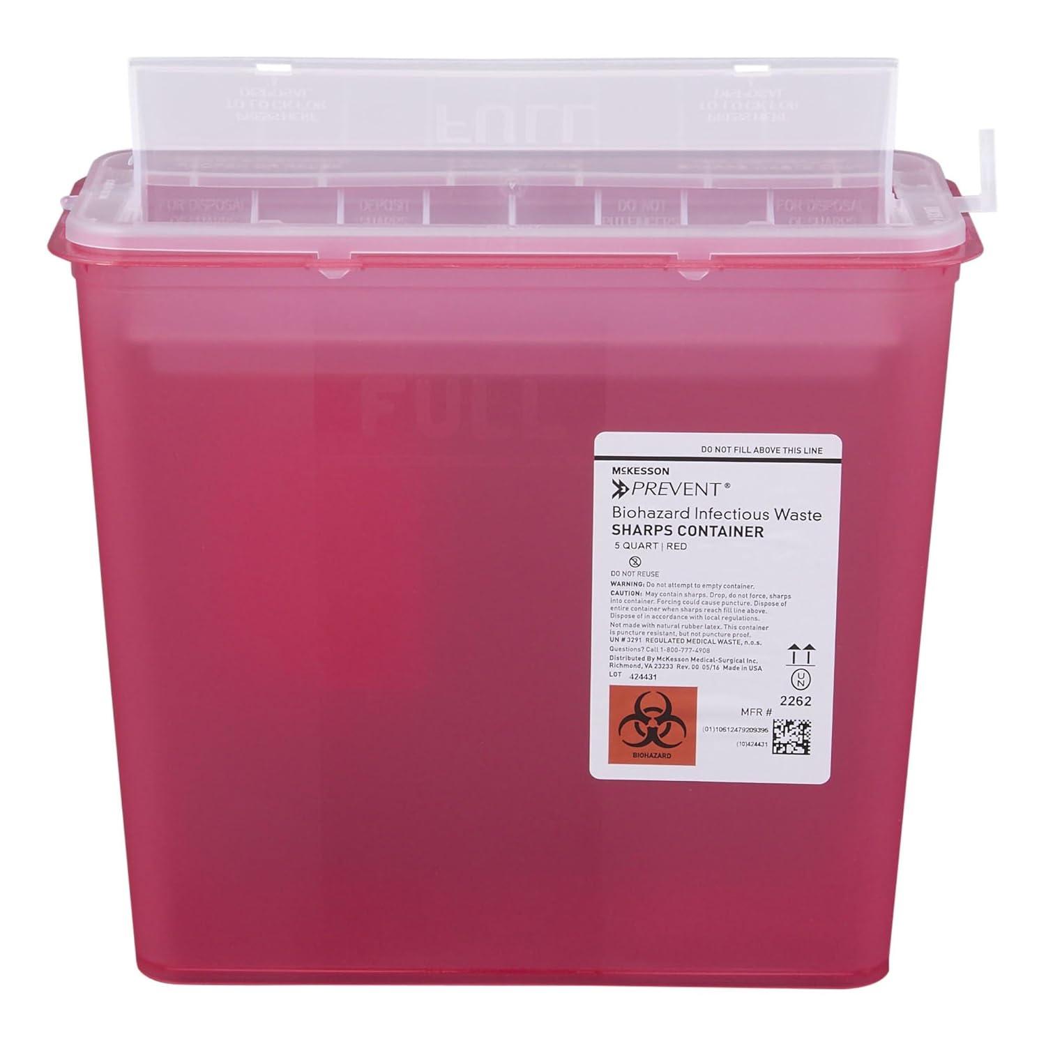 image:imageMcKesson Prevent Biohazard Sharps Container Plastic Red 125 gal