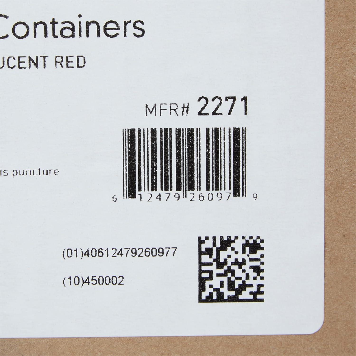 image:imageMcKesson Prevent Sharps Container for Home Use 2 Gallon for Biohazard Infectious Waste Needle and Syringe Disposal Translucent Touchless Lid Red 20 Count