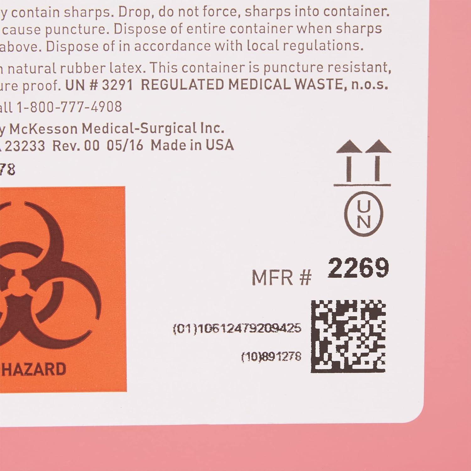 image:imageMcKesson Prevent Sharps Container for Home Use 54 Quart for Biohazard Infectious Waste Needle and Syringe Disposal Translucent Touchless Lid Red 1 Count
