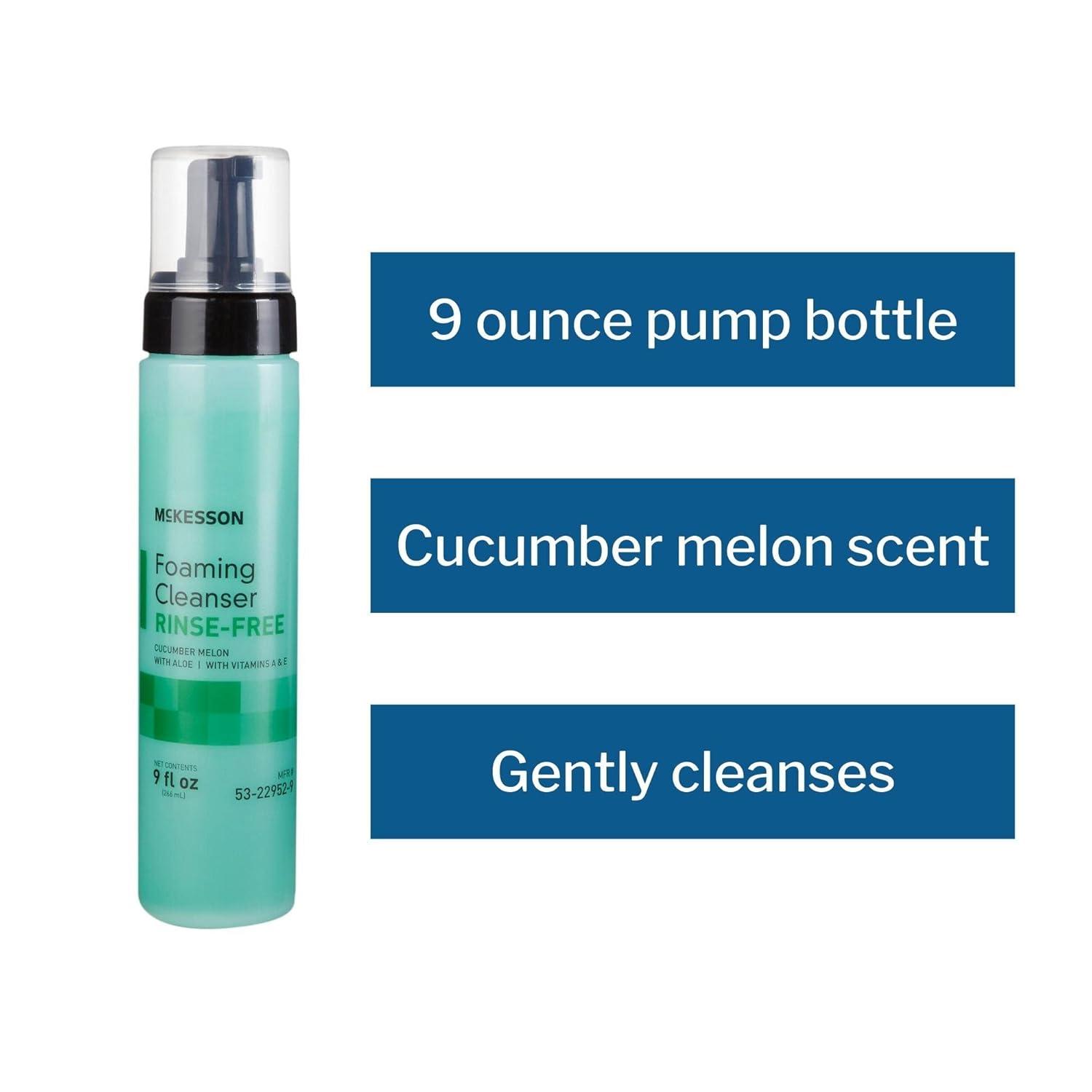 image:imageMcKesson RinseFree Foam Cleanser with Aloe 9 oz 12 Count Vitamin A and E Body Wash amp Shampoo for Elderly Hospital Grade Cucumber Melon