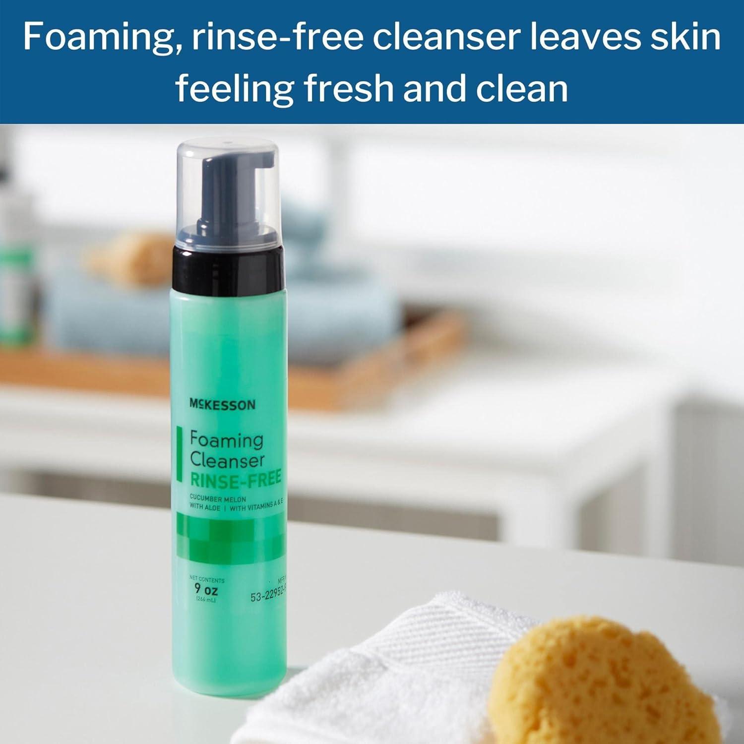 image:imageMcKesson RinseFree Foam Cleanser with Aloe 9 oz 12 Count Vitamin A and E Body Wash amp Shampoo for Elderly Hospital Grade Cucumber Melon