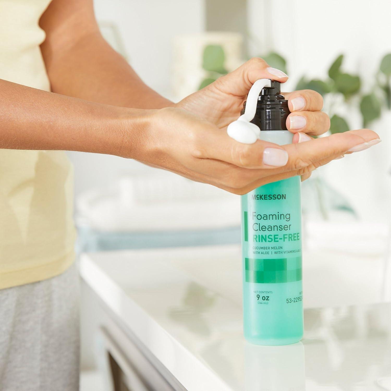 image:imageMcKesson RinseFree Foam Cleanser with Aloe 9 oz 2 Count Vitamin A and E Body Wash amp Shampoo for Elderly Hospital Grade Cucumber Melon