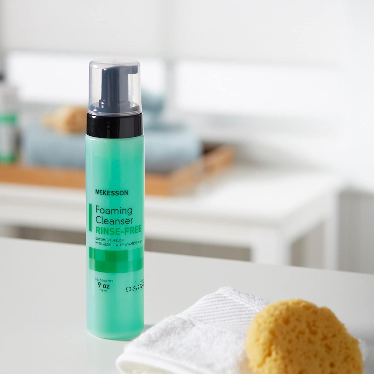 image:imageMcKesson RinseFree Foam Cleanser with Aloe 9 oz 2 Count Vitamin A and E Body Wash amp Shampoo for Elderly Hospital Grade Cucumber Melon