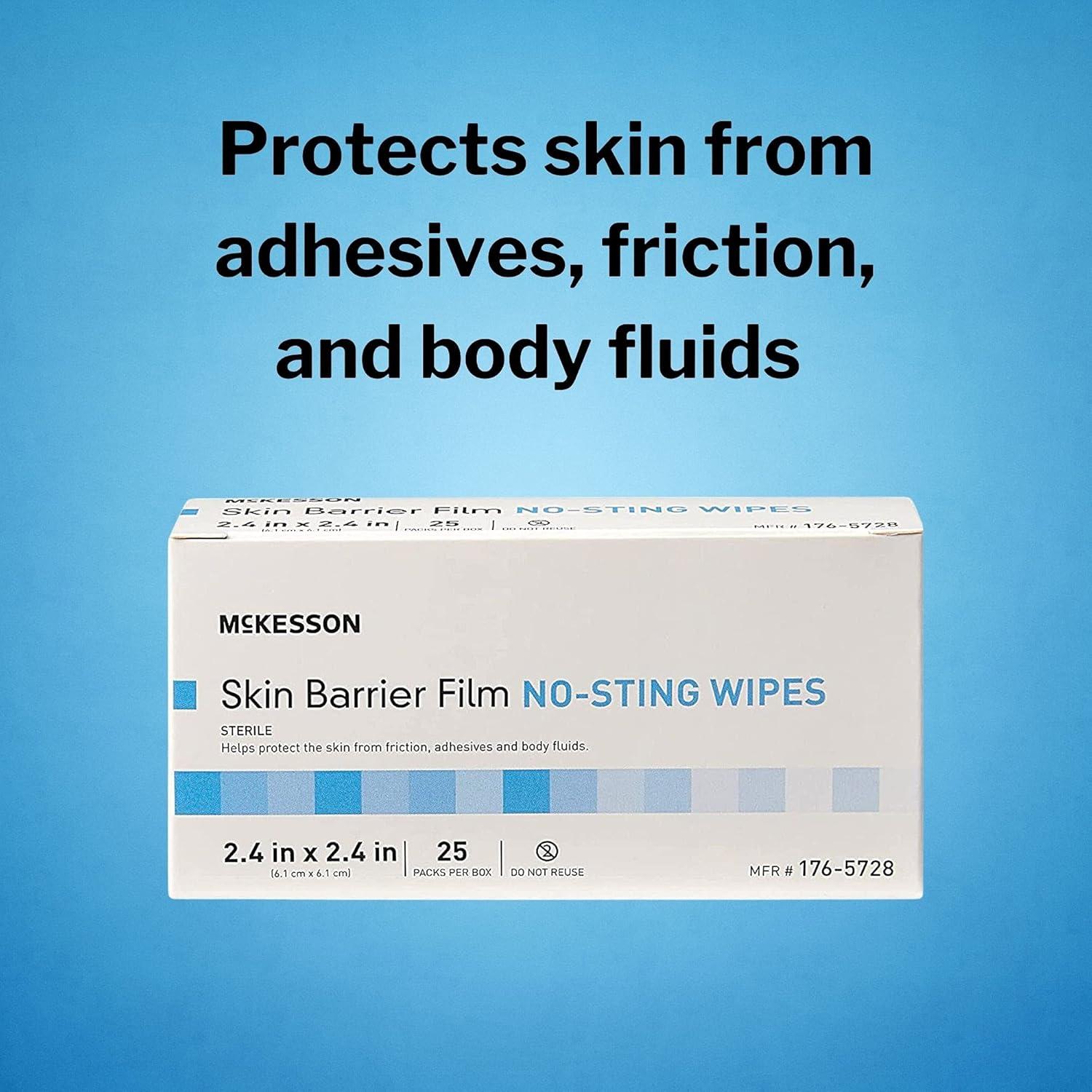 image:imageMcKesson Skin Barrier Film Sterile No Sting Body Wipe Individual Packet 25 Wipes