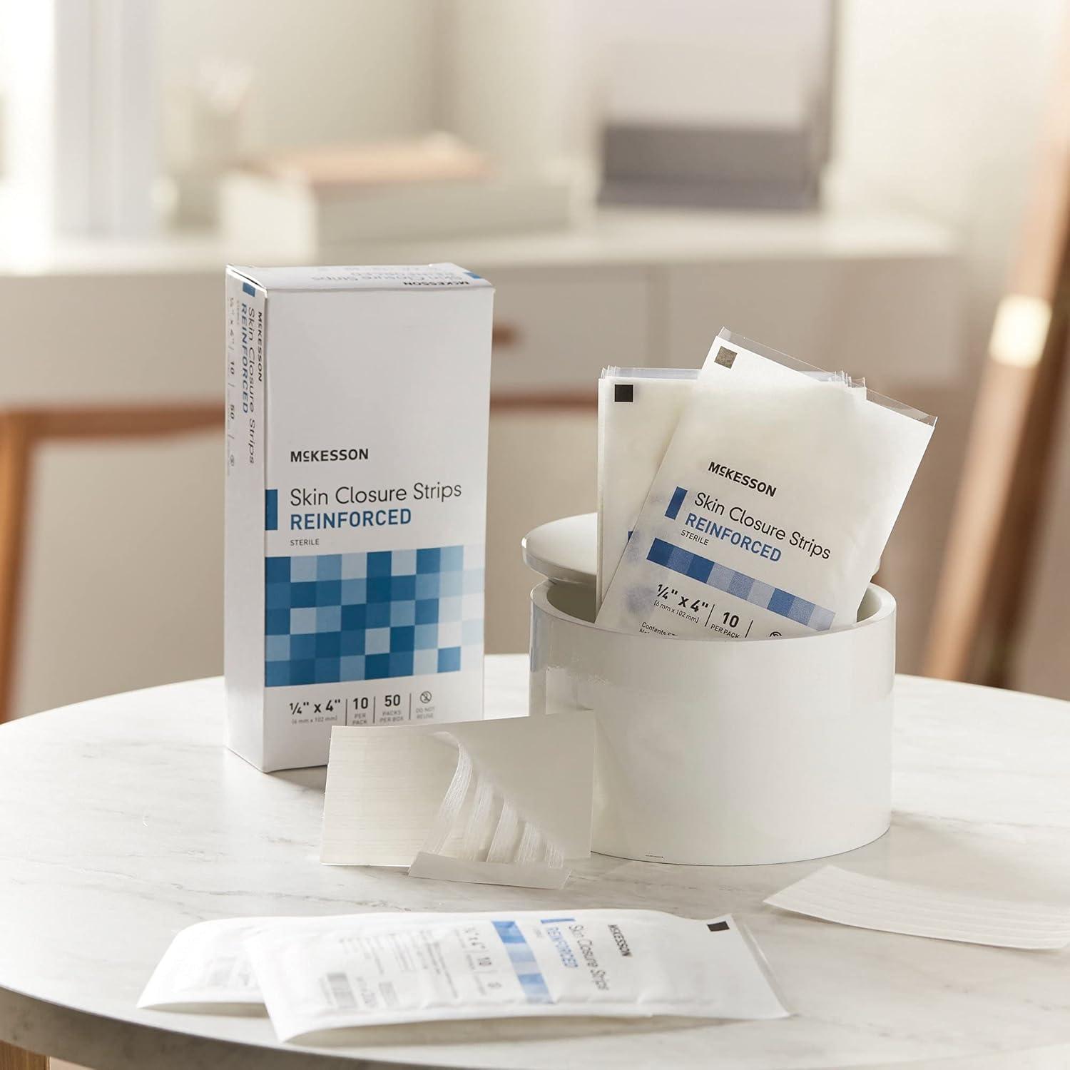image:imageMcKesson Skin Closure Strips Sterile Reinforced 14 in x 4 in 200 Count