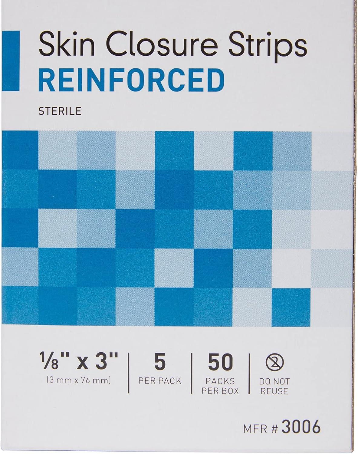 image:imageMcKesson Skin Closure Strips Sterile Reinforced 18 in x 3 in 200 Count