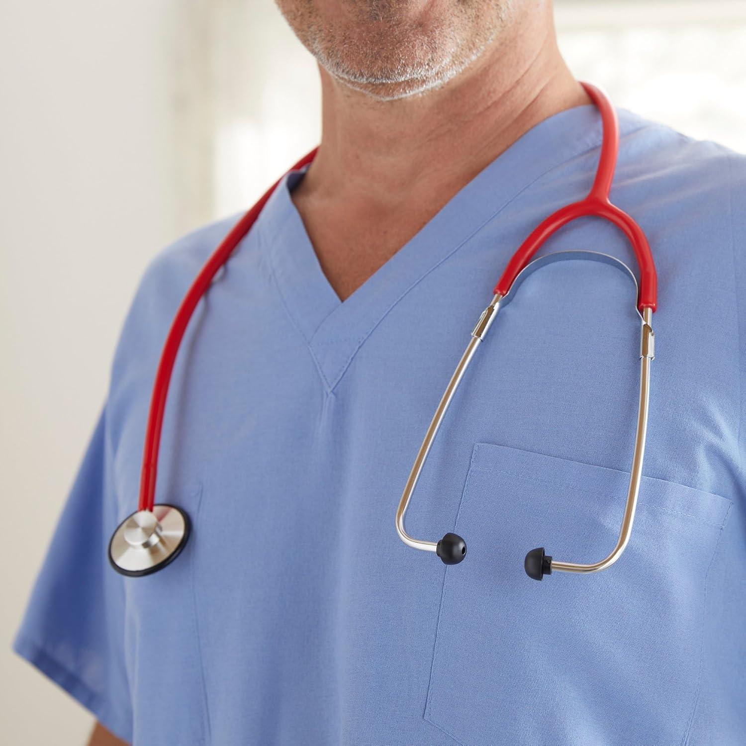 image:imageMcKesson Stethoscope Lightweight Single Head Diaphragm Only Adjustable Binaurals Red 21 in 1 Count