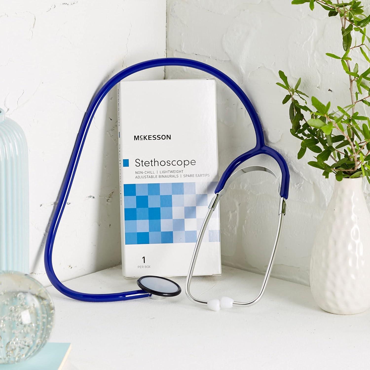 image:imageMcKesson Stethoscope Lightweight Single Head Diaphragm Only Adjustable Binaurals Royal Blue 21 in 1 Count