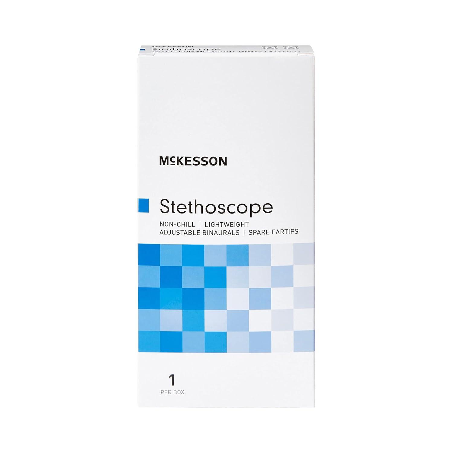image:imageMcKesson Stethoscope Lightweight Single Head Diaphragm Only Adjustable Binaurals Royal Blue 21 in 1 Count