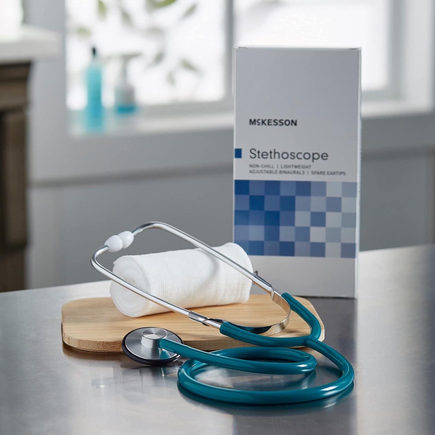 image:imageMcKesson Stethoscope Lightweight Single Head Diaphragm Only Adjustable Binaurals Teal Blue 21 in 1 Count