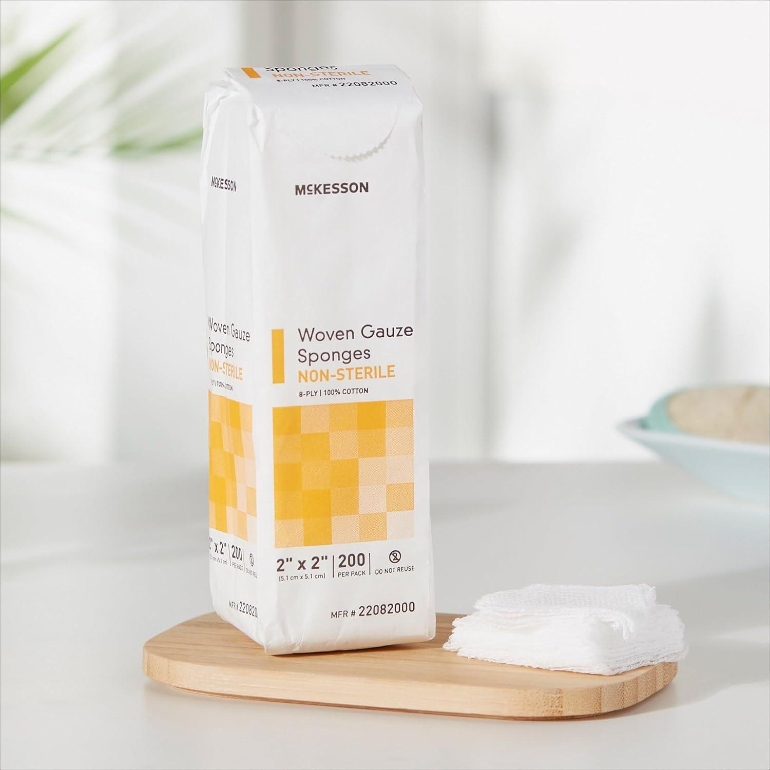 image:imageMcKesson Woven Gauze Sponges NonSterile 8Ply 100 Cotton 2 in x 2 in 200 per Pack 5 Packs 1000 Total