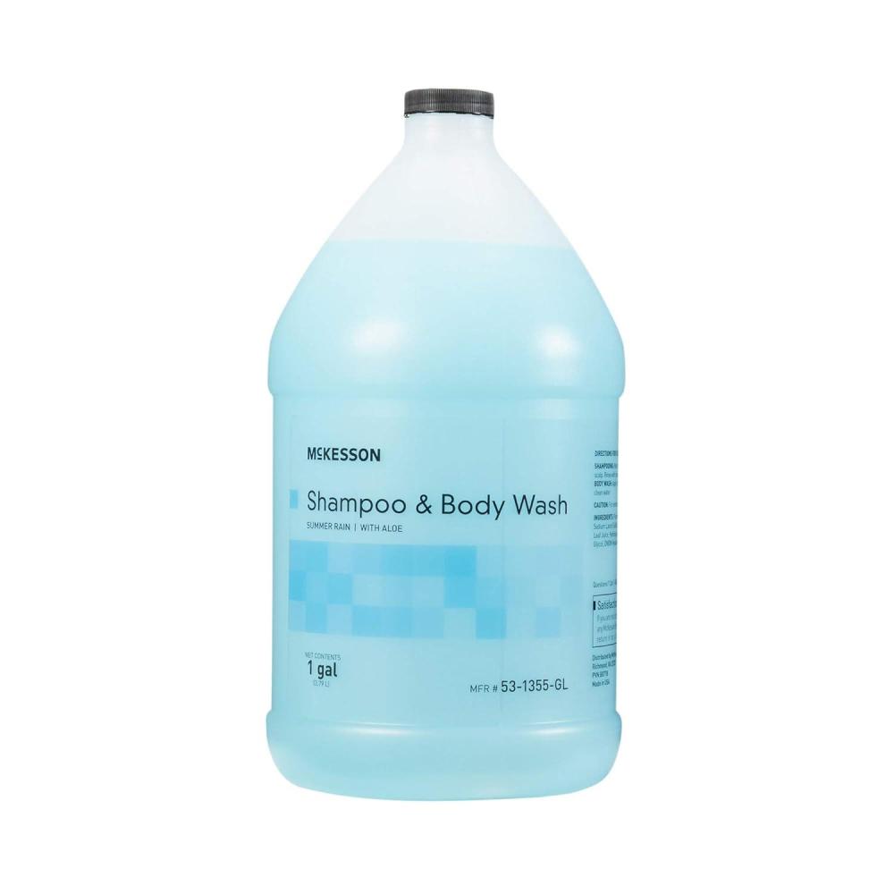 image:imageMcKesson Body Wash and Shampoo 4 Count 1 Gallon Bulk Refill Full with Aloe Cucumber Melon Scent Sensitive Skin amp Hair 2in1Summer Rain