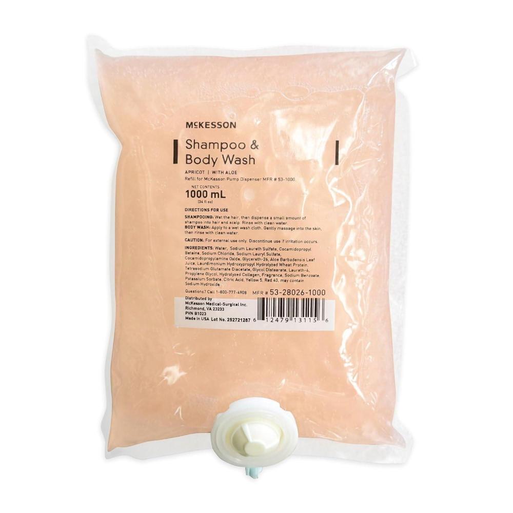 image:imageMcKesson Body Wash and Shampoo Refill Bag Apricot Scent 1000 mL 10 Count