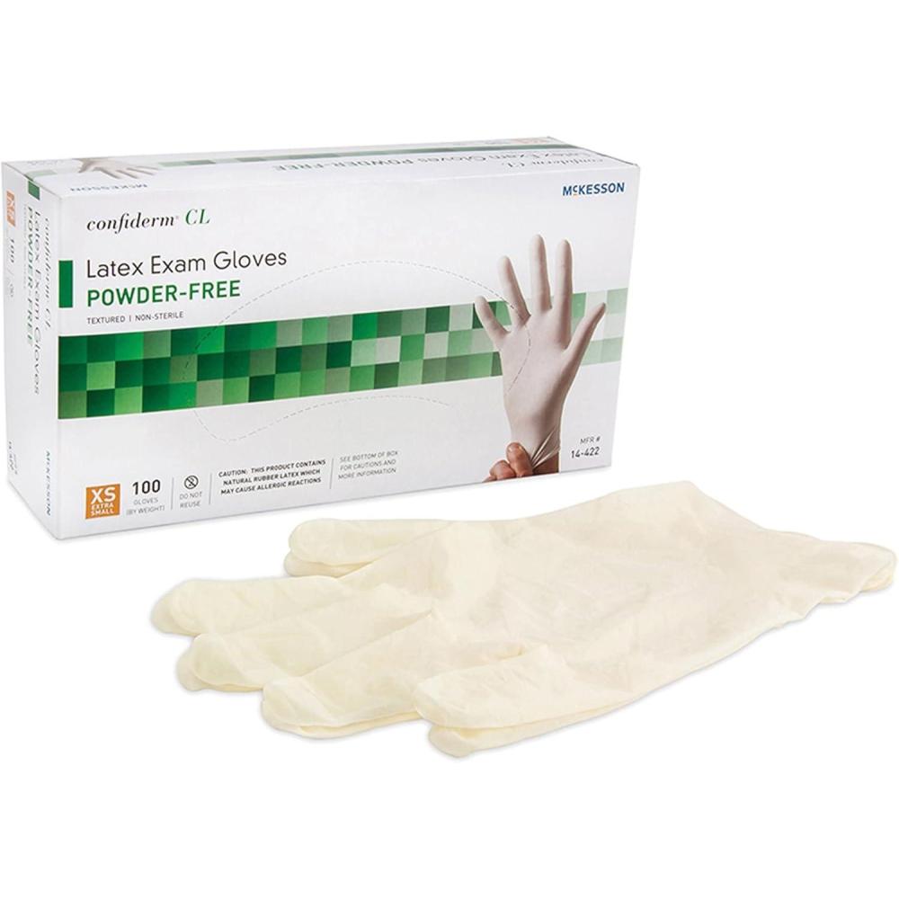 image:imageMcKesson Confiderm CL Latex Exam Gloves PowderFree Ambidextrous Textured NonSterile Ivory Size XS 100 Count 1 Box