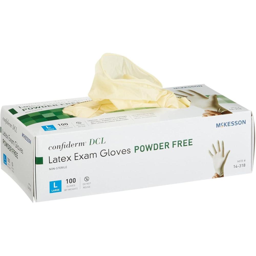 image:imageMcKesson Confiderm DCL Latex Exam Gloves PowderFree Ambidextrous NonSterile Ivory Size Large 100 Count 1 Box