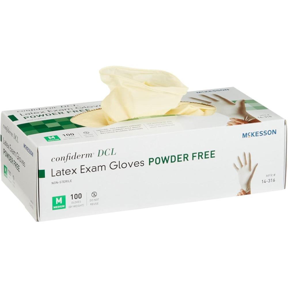 image:imageMcKesson Confiderm DCL Latex Exam Gloves PowderFree Ambidextrous NonSterile Ivory Size Medium 100 Count 1 Box