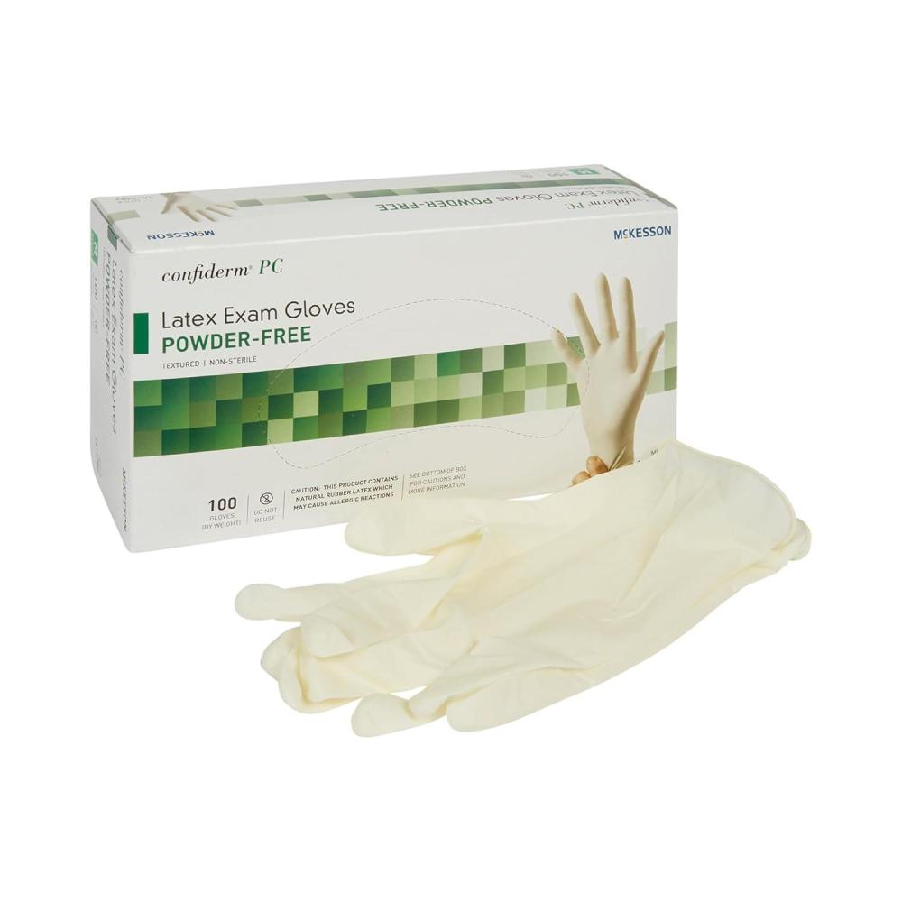 image:imageMcKesson Confiderm PC Latex Exam Gloves  PowderFree Ambidextrous Textured NonSterile  Ivory Size Medium 100 Count 10 Boxes 1000 Total