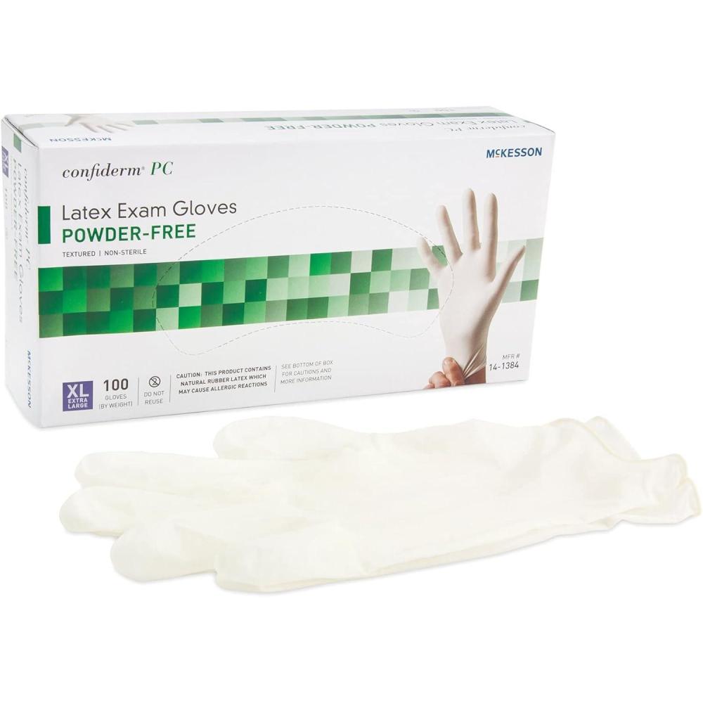 image:imageMcKesson Confiderm PC Latex Exam Gloves  PowderFree Ambidextrous Textured NonSterile  Ivory Size XL 100 Count 1 Box