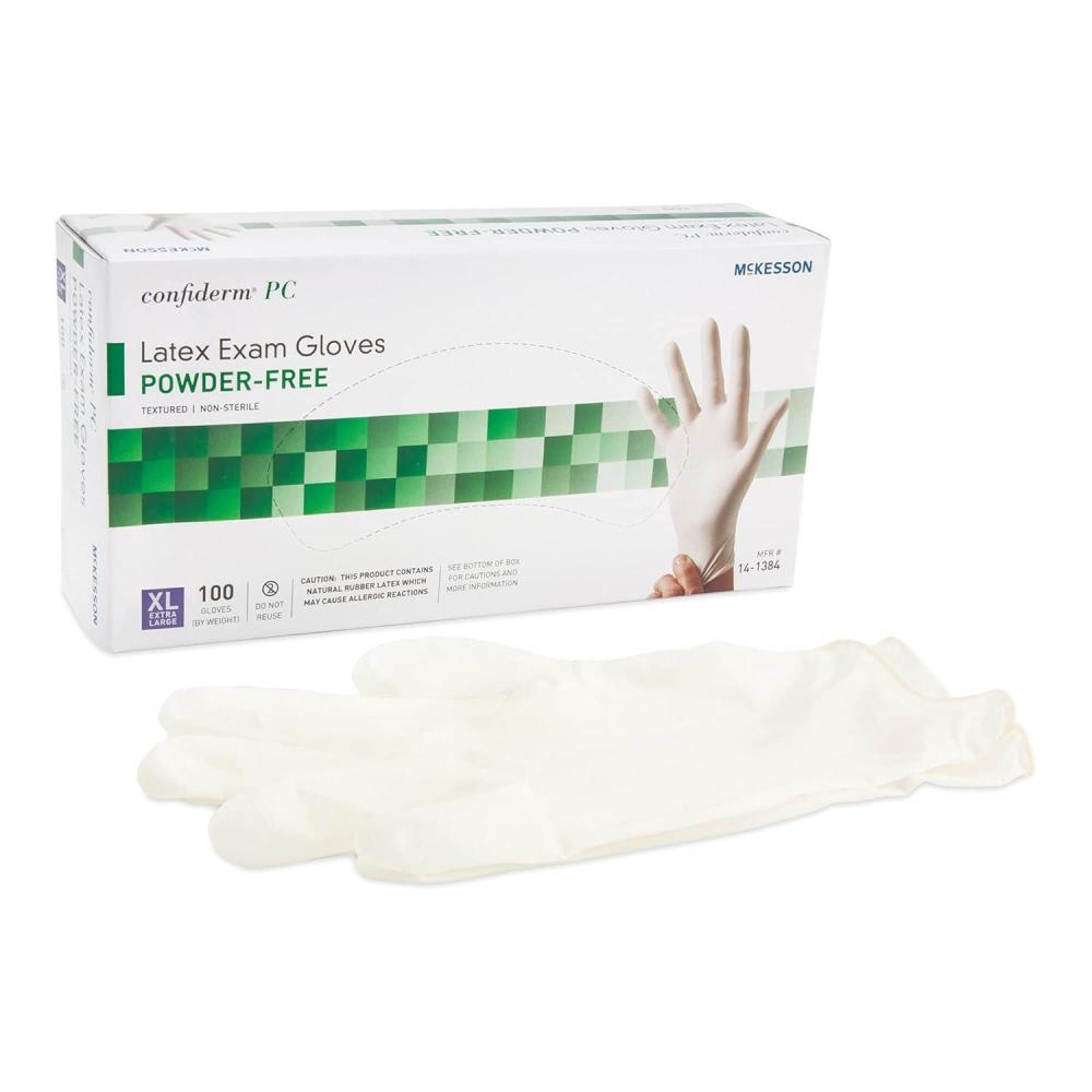 image:imageMcKesson Confiderm PC Latex Exam Gloves  PowderFree Ambidextrous Textured NonSterile  Ivory Size XL 100 Count 10 Boxes 1000 Total