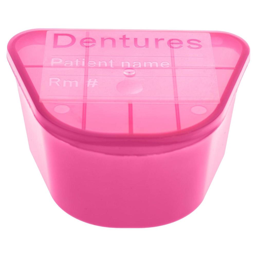 image:imageMcKesson Denture Cup amp Retainer Case 8 oz Hinged Lid Pink  For Dentures Retainers Night Guards Clear Braces  Single Patient Use