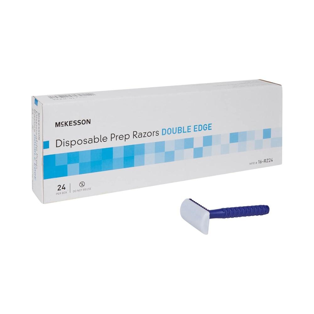 image:imageMcKesson Disposable Razors 24 Count Prep Shaving Razor Single Blade Double Edge Stainless Steel Blade For Men and Women Bulk Blue1 Count Pack of 24