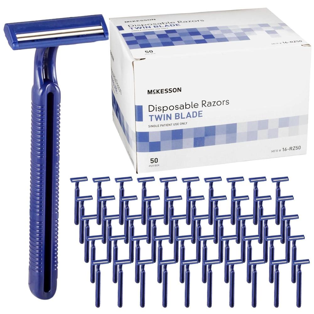 image:imageMcKesson Disposable Razors 50 Count Twin Blade Bulk Shaving Razors for Men amp Women Stainless Steel Blue SingleUse for Medical Clinics Tattoo Travel Camping amp Salon Care1 Count Pack of 50