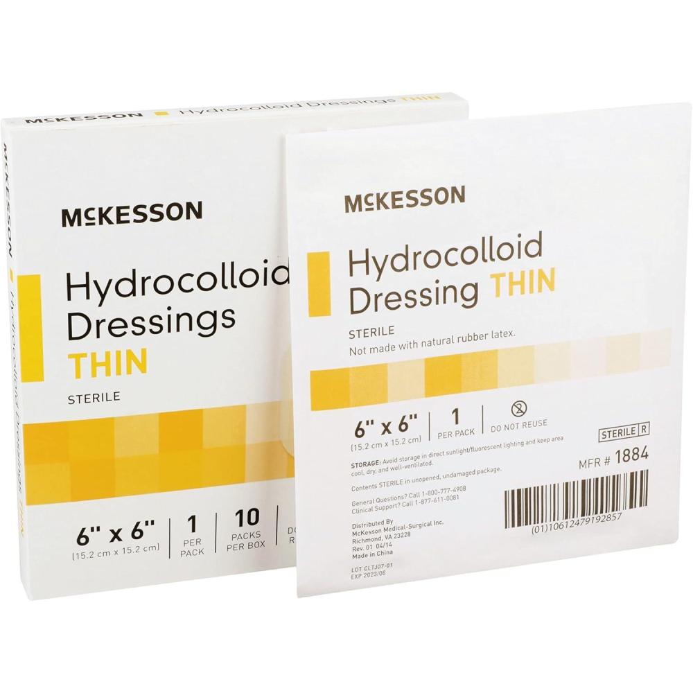 image:imageMcKesson Hydrocolloid Dressing Sterile Thin 10 Boxes 200 Dressings Total  SelfAdhesive Sterile Bandage Waterproof Patch for Bed Sore Mild Burn Blister Acne Care  6 in x 6 in