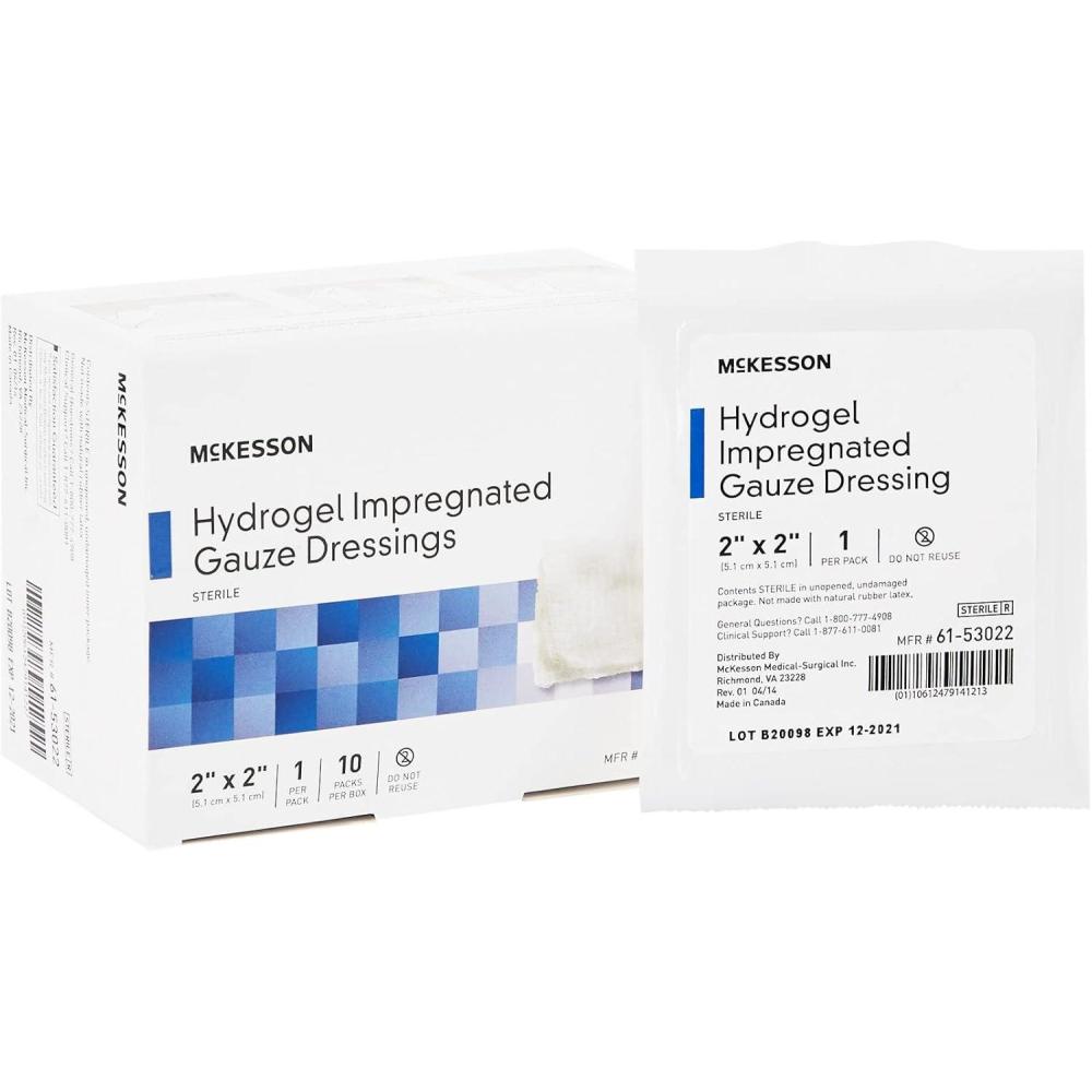 image:imageMcKesson Hydrogel Impregnated Gauze Dressing Sterile 2 in x 2 in 10 Count 4 Packs 40 Total