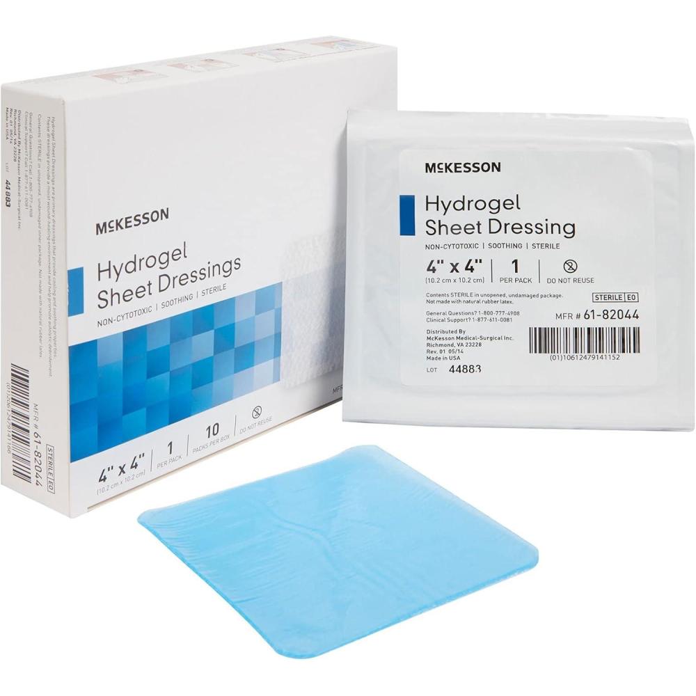 image:imageMcKesson Hydrogel Sheet Dressing Sterile 4 in x 4 in 10 Count 4 Packs 40 Total4 X 4 Inch  40 ct