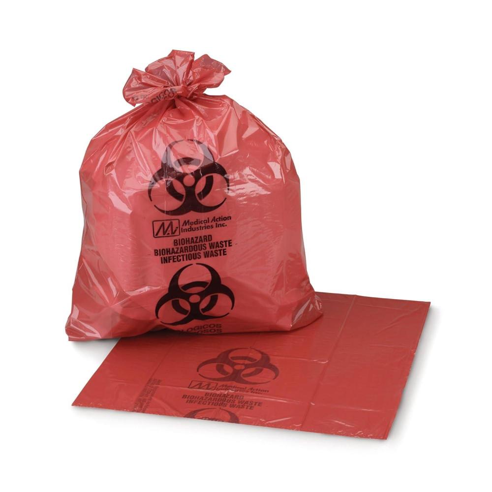 image:imageMcKesson Infectious Waste Bags  StarSealed Bottom 125 mil  Red 20 gal  25 gal Capacity 28 in x 31 in 250 Count