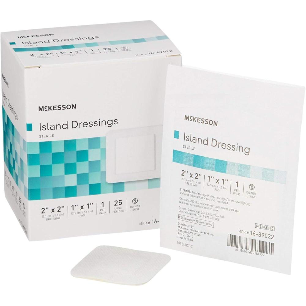 image:imageMcKesson Island Dressings Sterile Dimension 2 in x 2 in Pad 1 in x 1 in 25 Count 1 Pack