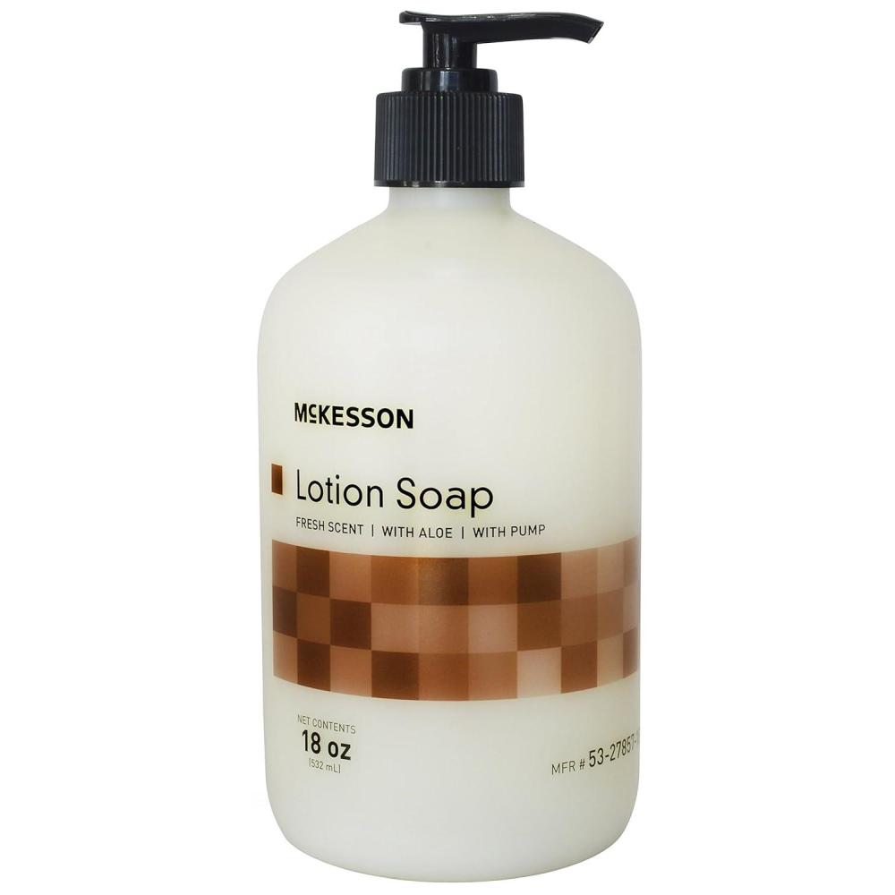 image:imageMcKesson Lotion Hand Soap with Aloe 18 oz Pump Bottle Pack of 1  Fresh Scent Keeps Hands Clean and Moisturized MedicalGrade Soap