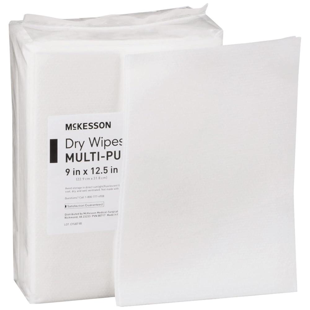 image:imageMcKesson MultiPurpose Dry Wipes  Disposable Medium Duty NonSterile  White 9 in x 12 12 in 48 Wipes 1 Pack