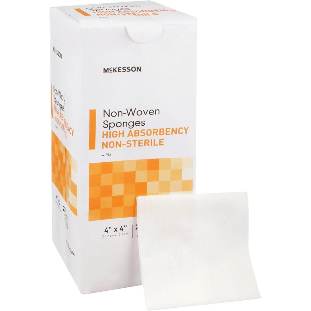 image:imageMcKesson NonWoven Sponges NonSterile 4Ply High Absorbency PolyesterRayon 4 in x 4 in 200 per Pack 10 Packs 2000 Total