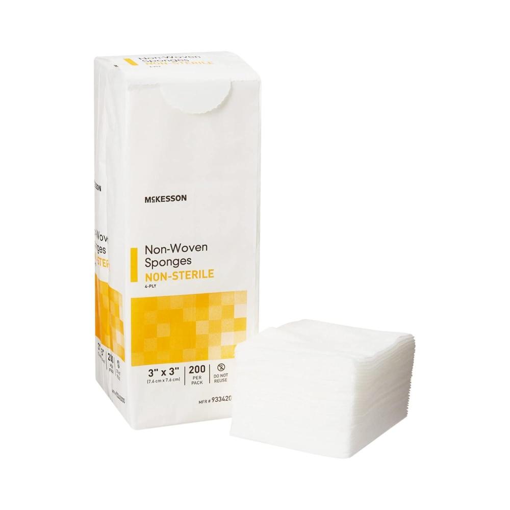 image:imageMcKesson NonWoven Sponges NonSterile 4Ply PolyesterRayon 3 in x 3 in 200 per Pack 20 Packs 4000 Total