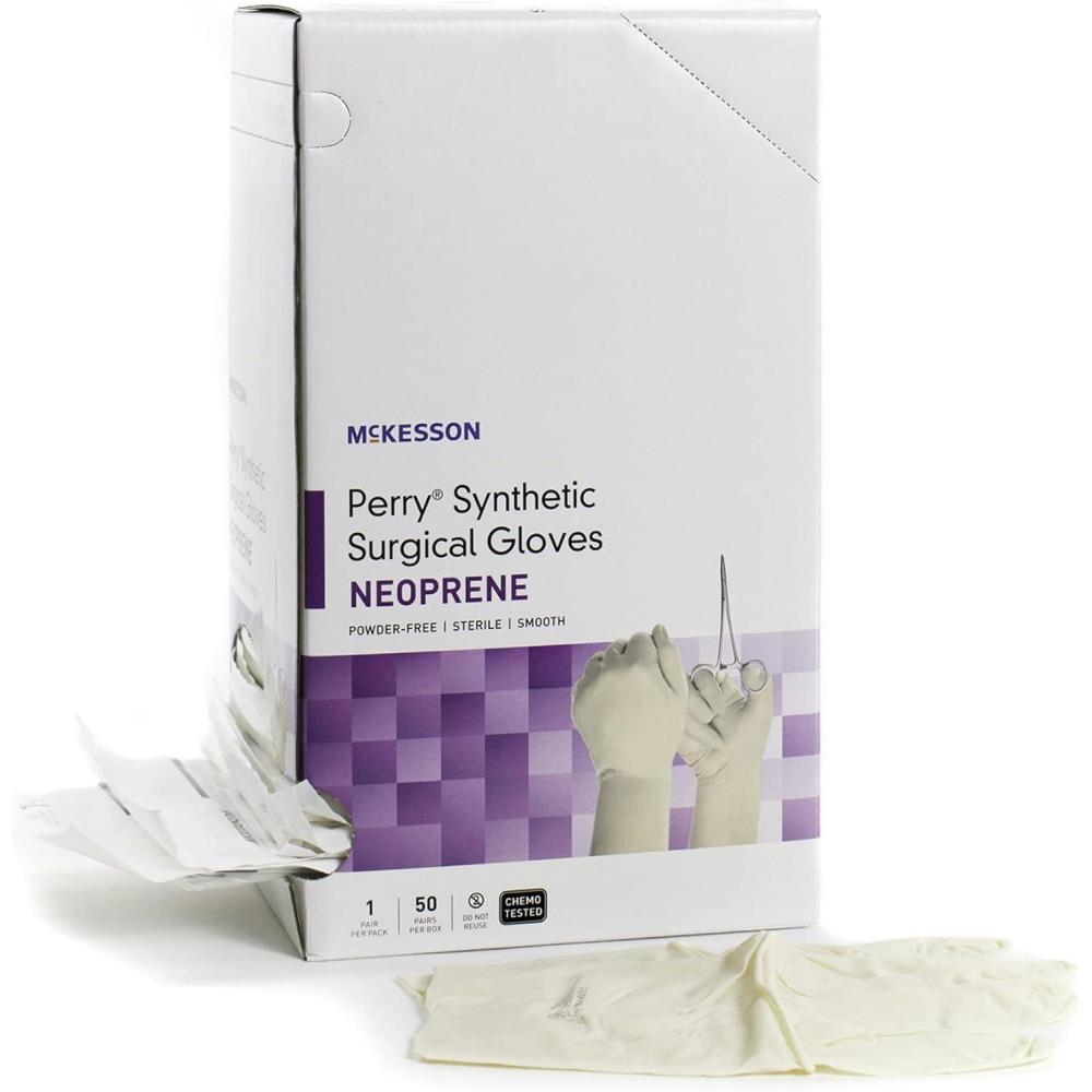 image:imageMcKesson Perry Synthetic Surgical Gloves Disposable Sterile Pair Polychloroprene Surgical Glove Extended Cuff Length