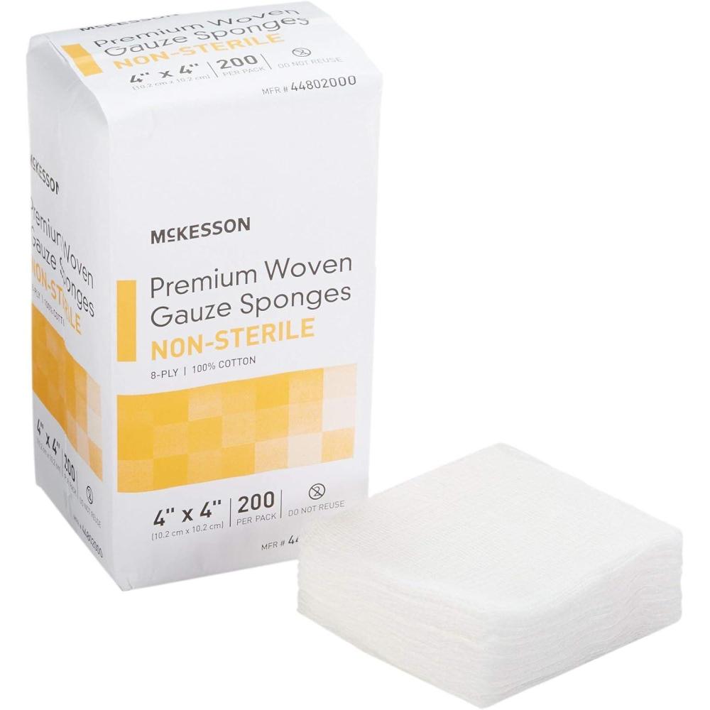 image:imageMcKesson Premium Woven Gauze Sponges NonSterile 8Ply 100 Cotton 4 in x 4 in 200 per Pack 1 Pack