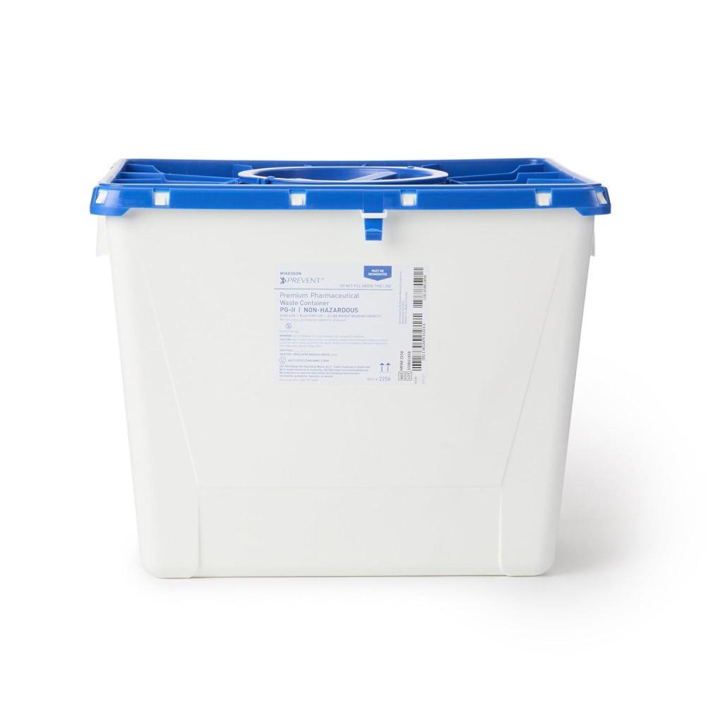image:imageMcKesson Prevent Pharmaceutical Sharps Container Premium  PGII NonHazardous Plastic Vertical Entry Rotating Lid  8 gal 13 in x 17 310 in x 13 12 in 9 Count