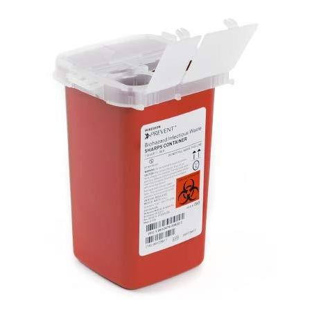 image:imageMcKesson Prevent Sharps Container for Home Use 1 Quart for Biohazard Infectious Waste Needle and Syringe Disposal Translucent Touchless Lid Red 3 Count80