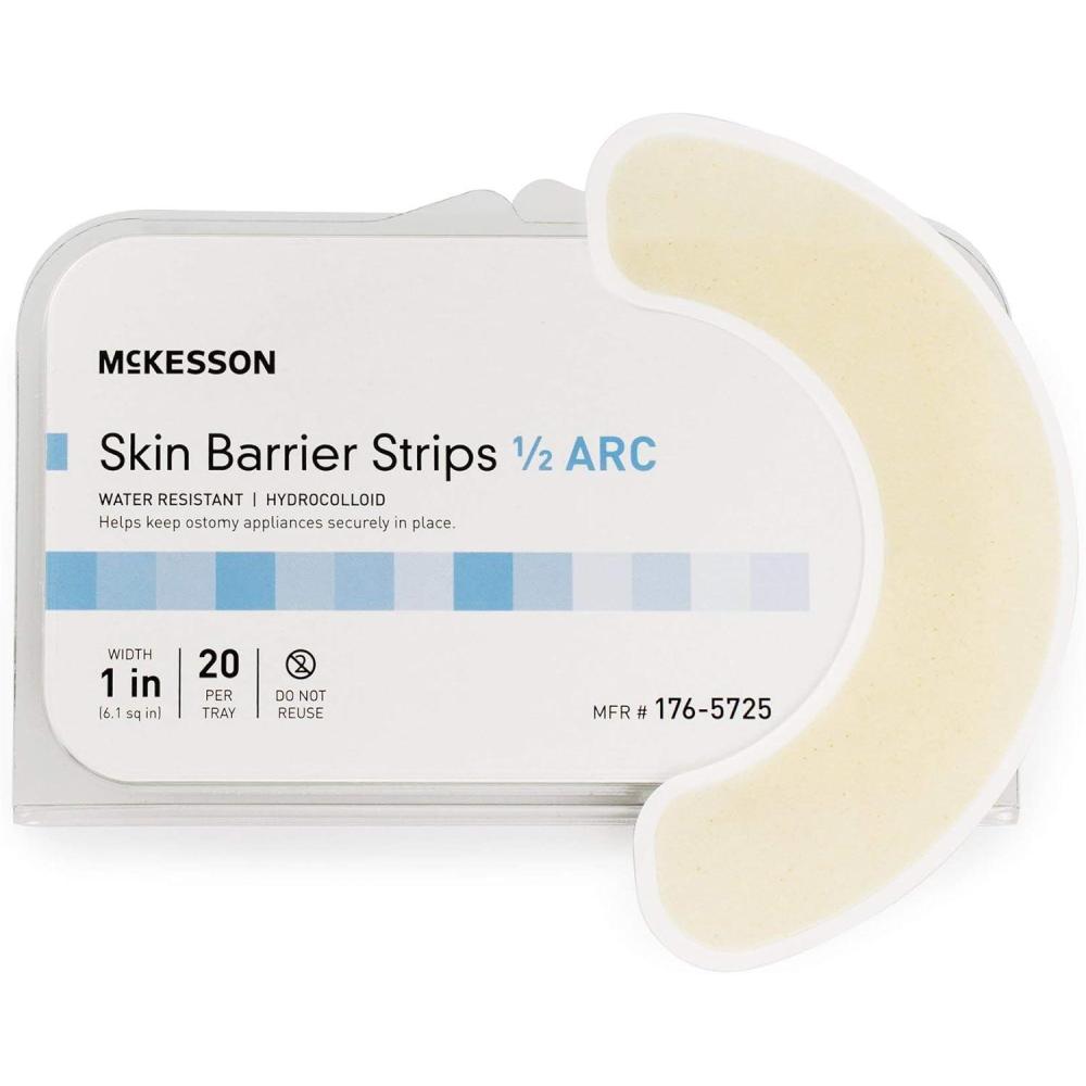image:imageMcKesson Skin Barrier Strips Ostomy Water Resistant Hydrocolloid 12 Arc Shape 1 in Width 20 Count 1 Pack