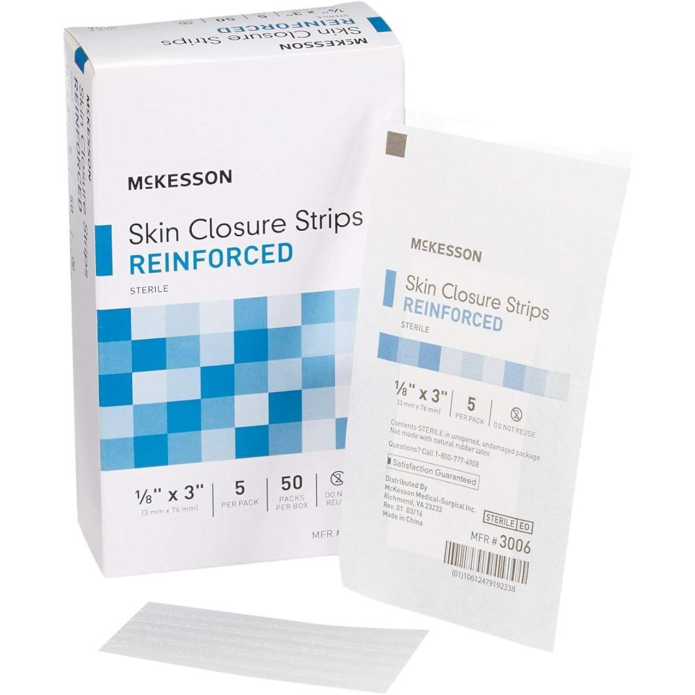 image:imageMcKesson Skin Closure Strips Sterile Reinforced 18 in x 3 in 200 Count