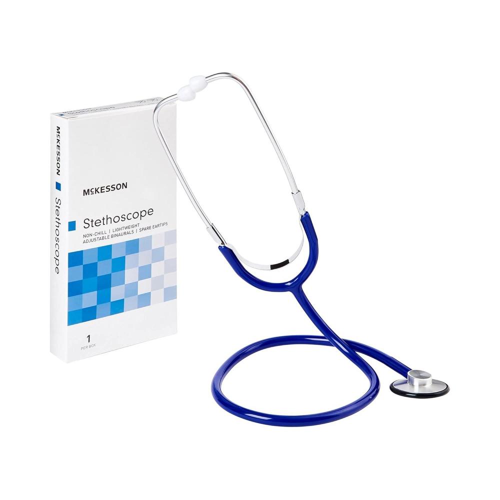 image:imageMcKesson Stethoscope Lightweight Single Head Diaphragm Only Adjustable Binaurals Royal Blue 21 in 1 Count