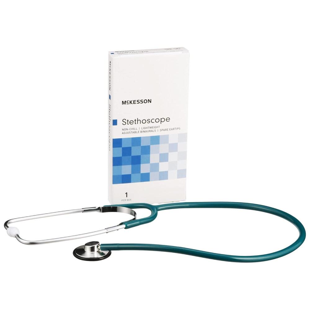 image:imageMcKesson Stethoscope Lightweight Single Head Diaphragm Only Adjustable Binaurals Teal Blue 21 in 1 Count