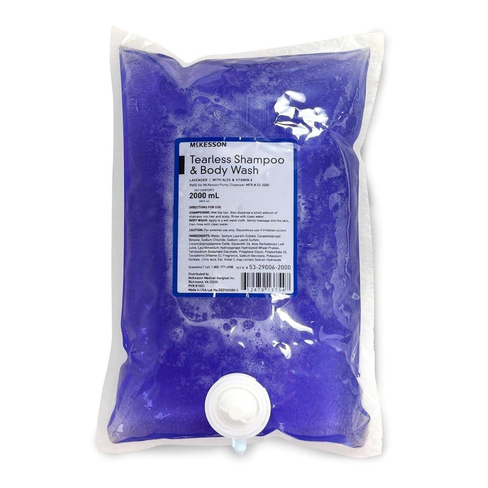 image:imageMcKesson Tearless Shampoo and Body Wash with Aloe and Vitamin E Lavender Scent Refill Bag 2000 mL 1 Count